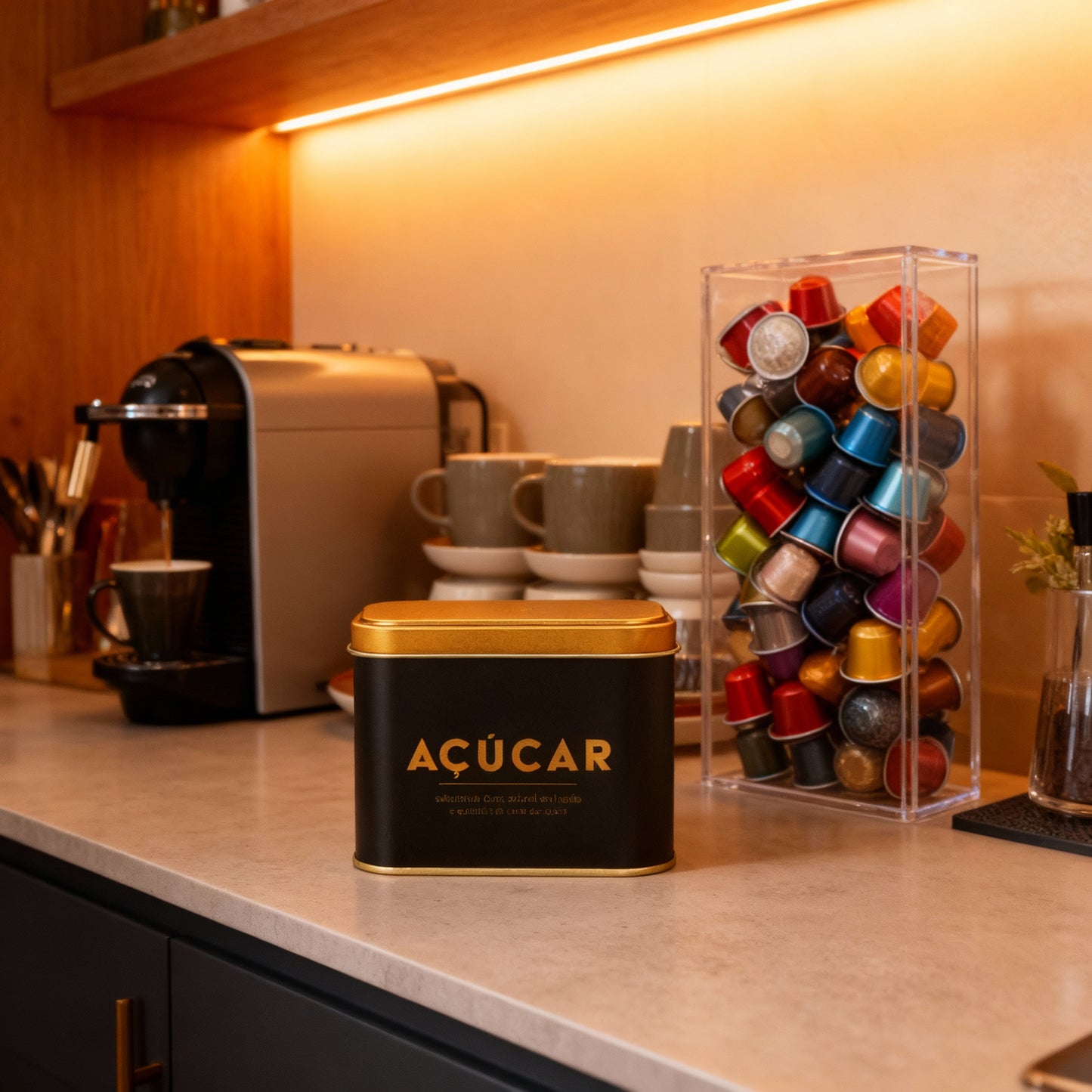 Lata Açúcar Dourada - 8,5 x 11,5 x 6,0 cm