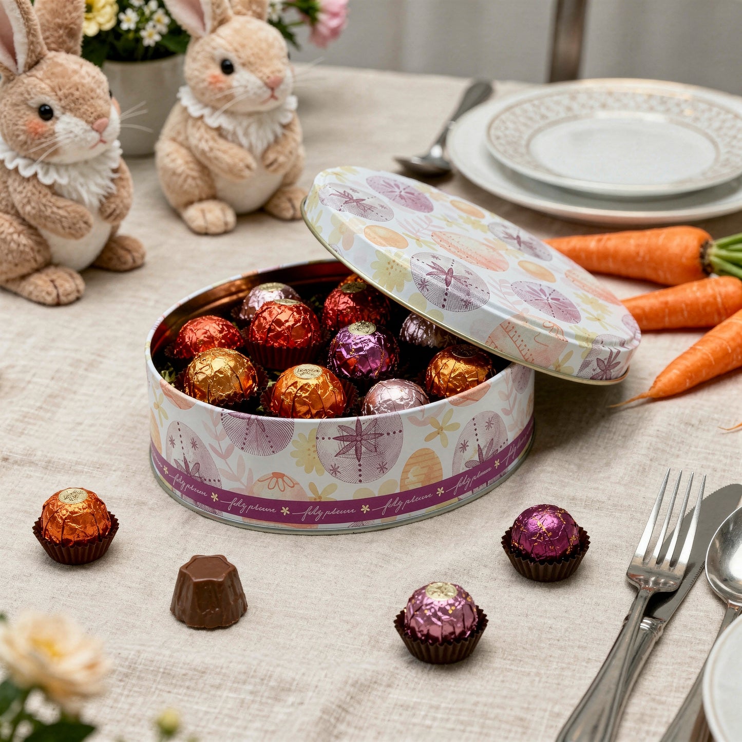 Lata Feliz Páscoa Branco 16,5 x 6,6 cm - Páscoa