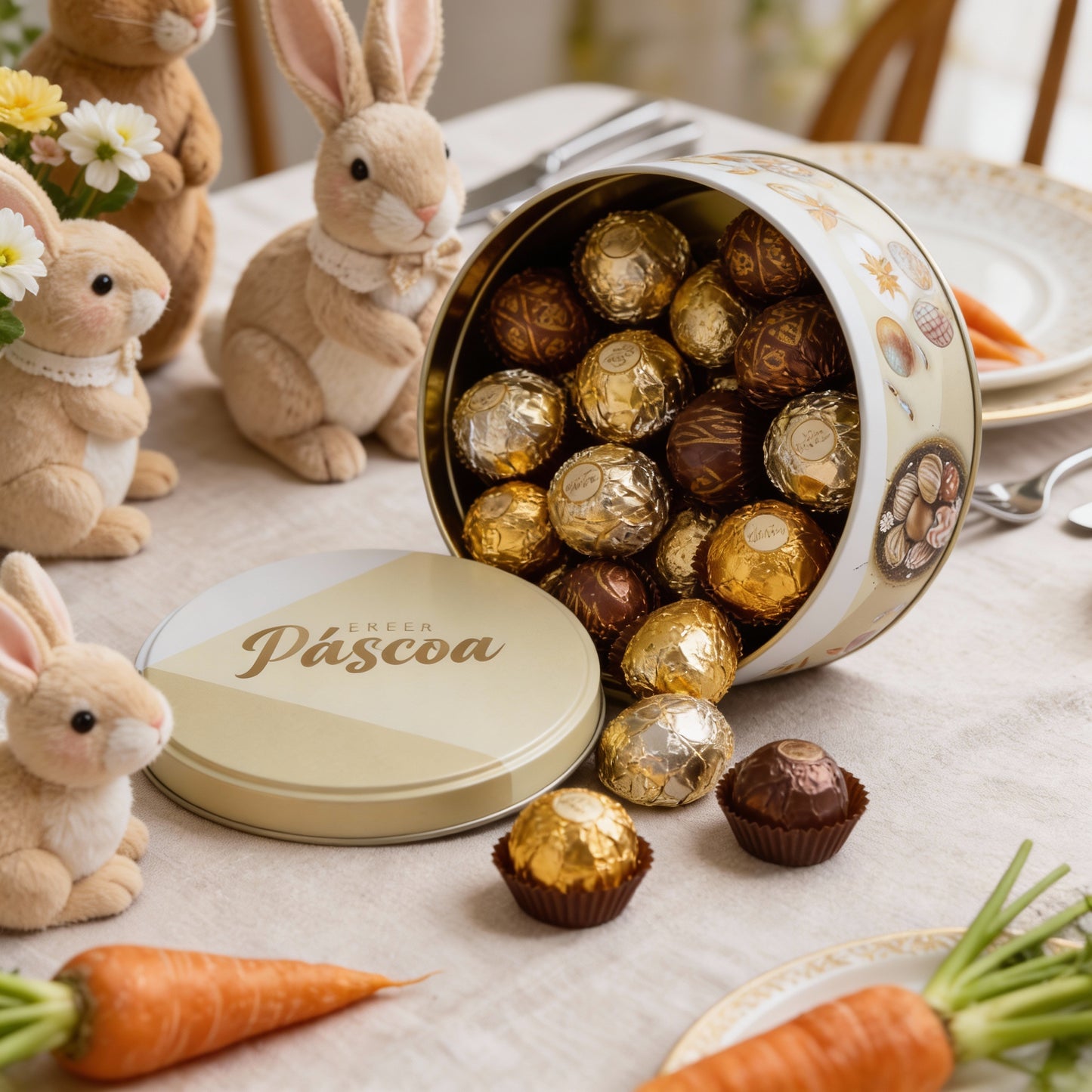 Lata Ovos Dourado 16,5 x 6,6 cm - Páscoa