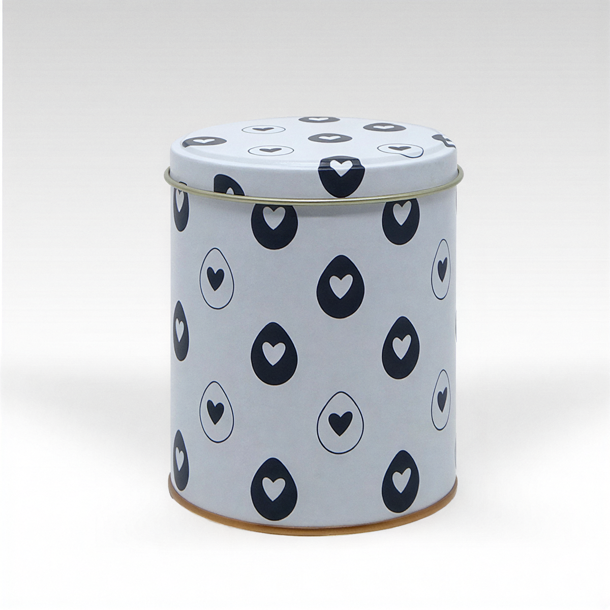 Lata Corações Preto e Branco 9,9 x 12,2 cm - Páscoa