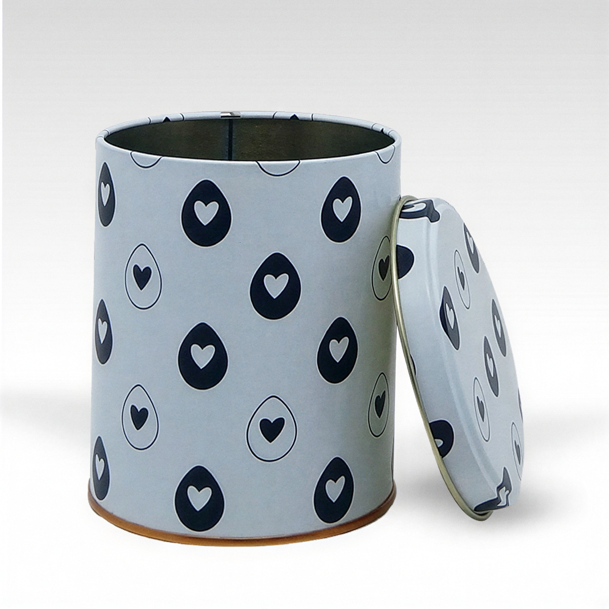 Lata Corações Preto e Branco 9,9 x 12,2 cm - Páscoa