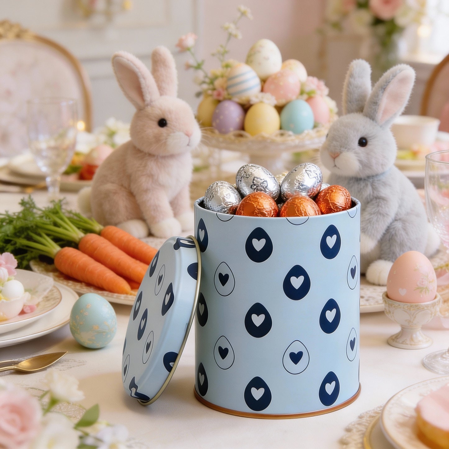 Lata Corações Preto e Branco 9,9 x 12,2 cm - Páscoa