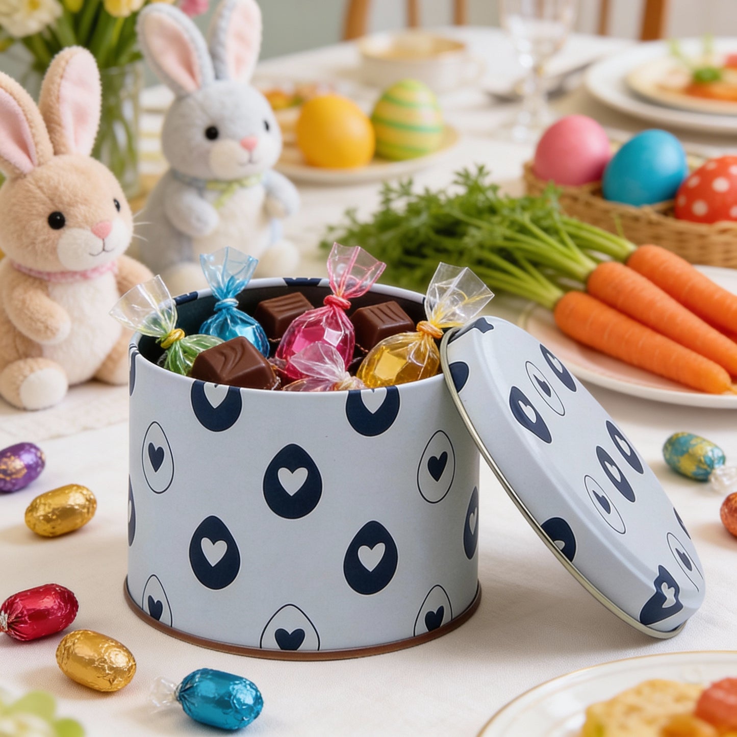 Lata Coração Preto e Branco - 9,9 x 7,7 - Páscoa